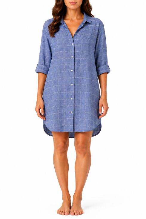 Frank & Eileen Dresses & Skirts - Frank & Eileen Mary Shirt Dress Blue White Check Plaid Linen Button Front M